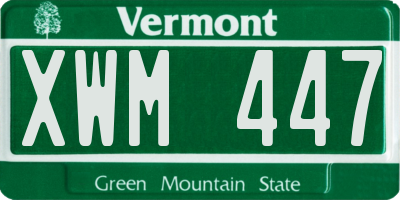 VT license plate XWM447