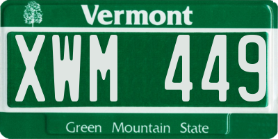 VT license plate XWM449
