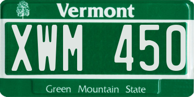 VT license plate XWM450