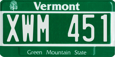 VT license plate XWM451
