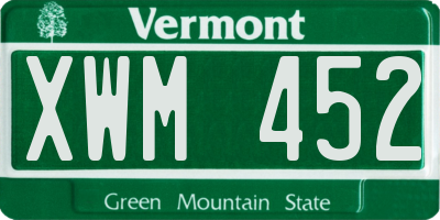 VT license plate XWM452