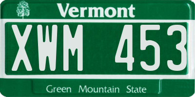 VT license plate XWM453