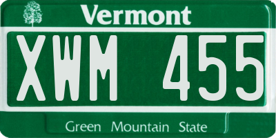VT license plate XWM455