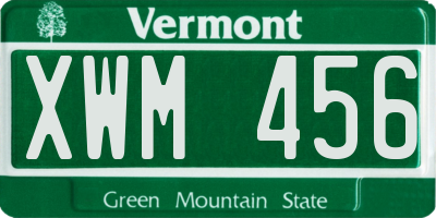 VT license plate XWM456