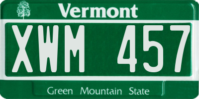 VT license plate XWM457