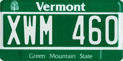 VT license plate XWM460