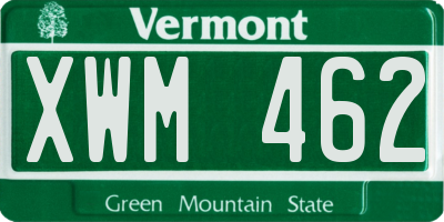VT license plate XWM462