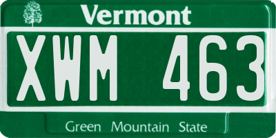 VT license plate XWM463