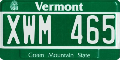 VT license plate XWM465
