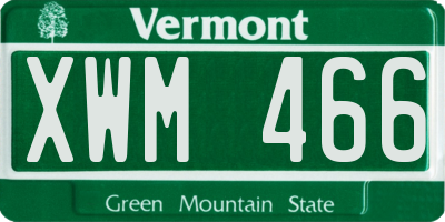 VT license plate XWM466