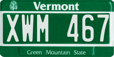 VT license plate XWM467