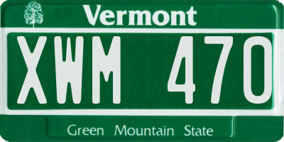 VT license plate XWM470