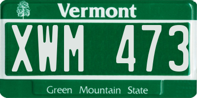 VT license plate XWM473
