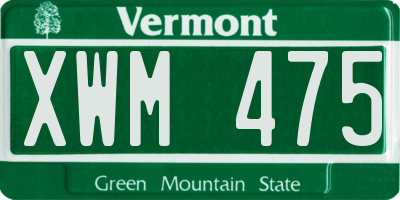 VT license plate XWM475