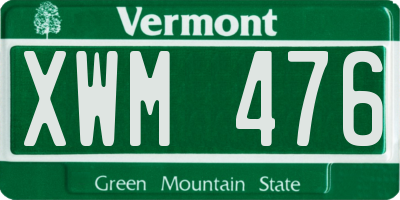 VT license plate XWM476
