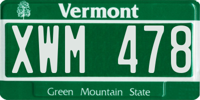 VT license plate XWM478