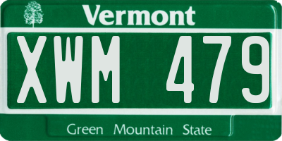 VT license plate XWM479