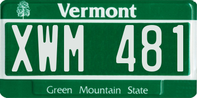 VT license plate XWM481