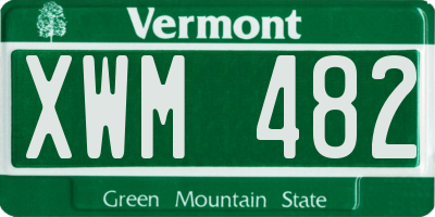 VT license plate XWM482