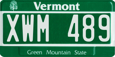 VT license plate XWM489