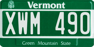 VT license plate XWM490