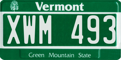 VT license plate XWM493