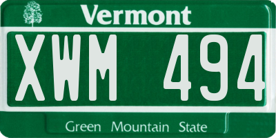 VT license plate XWM494