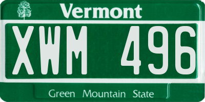 VT license plate XWM496