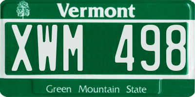 VT license plate XWM498