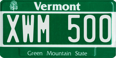 VT license plate XWM500