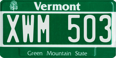 VT license plate XWM503