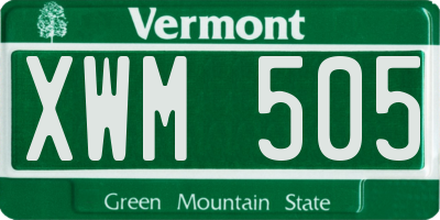 VT license plate XWM505
