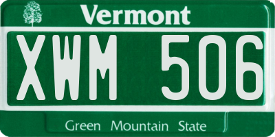 VT license plate XWM506