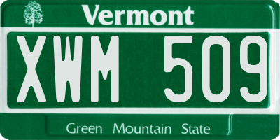 VT license plate XWM509
