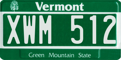 VT license plate XWM512