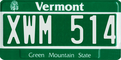 VT license plate XWM514