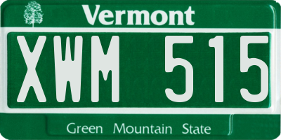 VT license plate XWM515