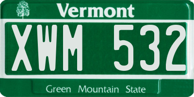 VT license plate XWM532