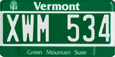 VT license plate XWM534