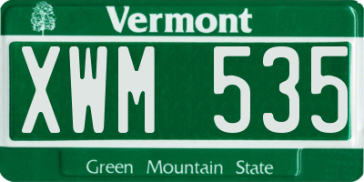 VT license plate XWM535