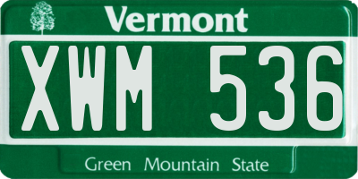 VT license plate XWM536