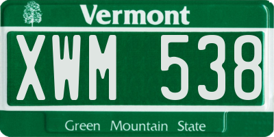 VT license plate XWM538