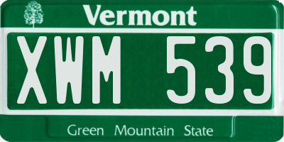 VT license plate XWM539