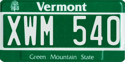 VT license plate XWM540
