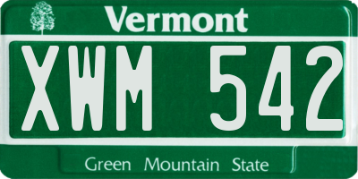 VT license plate XWM542