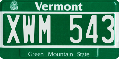 VT license plate XWM543