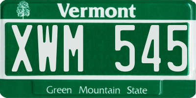 VT license plate XWM545