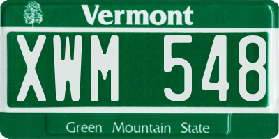 VT license plate XWM548