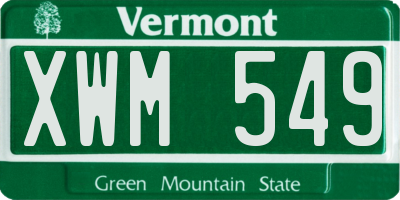 VT license plate XWM549