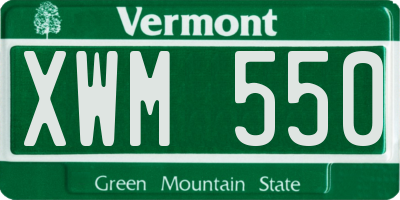 VT license plate XWM550